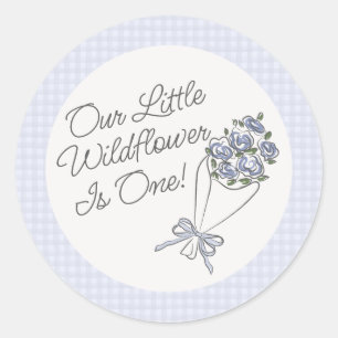 Blue Flower Market Fresh Floral Birthday Party Classic Round Sticker