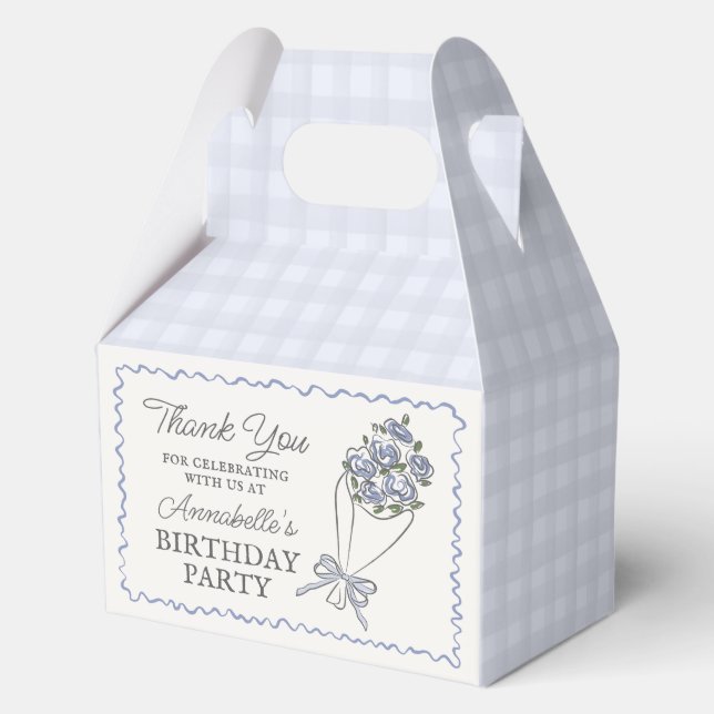 Blue Flower Market Fresh Floral Birthday Party Favor Boxes (Back)