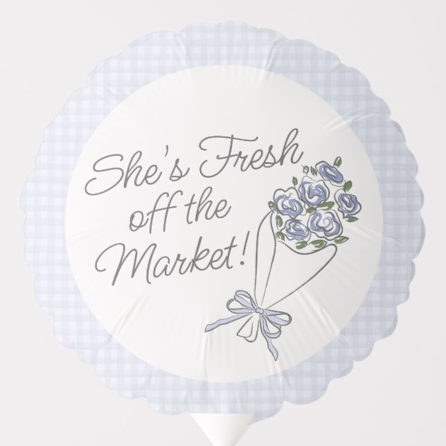 Blue Flower Market Fresh Floral Bridal Shower Balloon (Front)