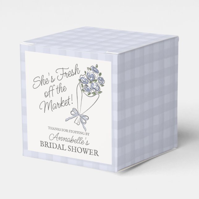 Blue Flower Market Fresh Floral Bridal Shower Favor Boxes (Front Side)