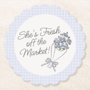 Blue Flower Market Fresh Floral Bridal Shower Paper Coaster