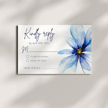 Blue Flower Minimalist Watercolor Wedding