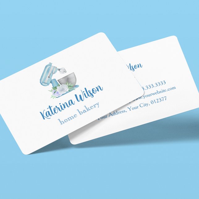 Blue Flower Mixer Bakery Business Card (Creator Uploaded)