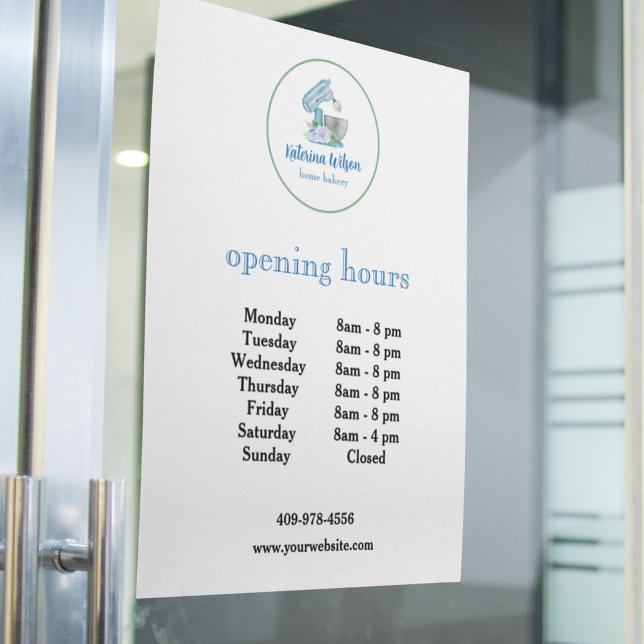 Blue Flower Mixer Business Opening Hours  Poster (Creator Uploaded)