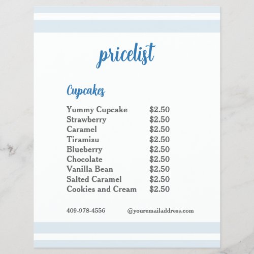 Blue Flower Mixer Cupcake Pricelist  Flyer