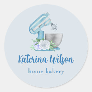  Blue Flower Mixer Logo Brand  Classic Round Sticker