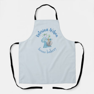 Blue Flower Mixer Small Bakery Logo Brand Apron