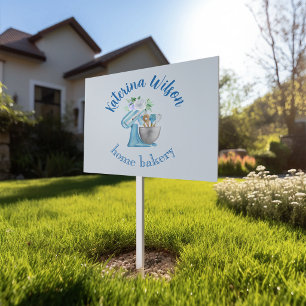  Blue Flower Mixer Small Bakery Logo Brand Sign