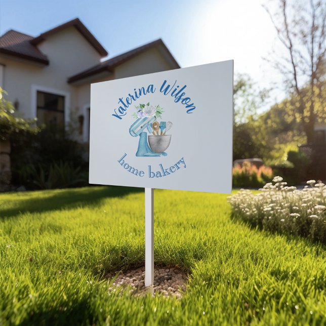  Blue Flower Mixer Small Bakery Logo Brand Sign (Creator Uploaded)