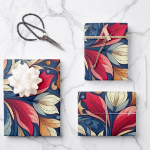 Blue Flower Morris art Wrapping Paper Sheets