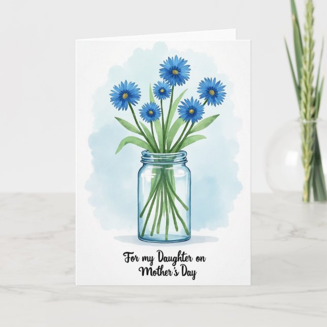 Blue Flower Mothers Day Art Card (Front)
