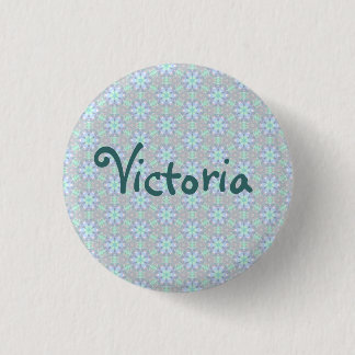 Blue Flower Name badge button pin