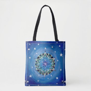 Blue Flower Of Life Mandala Tote Bag by arteeclectica at Zazzle