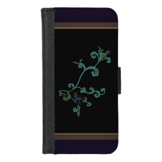 Blue flower On Black iPhone 8/7 Wallet Case