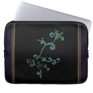 Blue flower On Black Laptop Sleeve