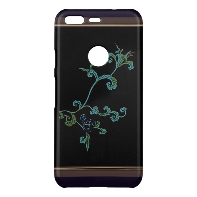 Blue flower On Black Uncommon Google Pixel Case (Back)