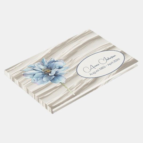 Blue Flower On Ivory Abstract Guest Book