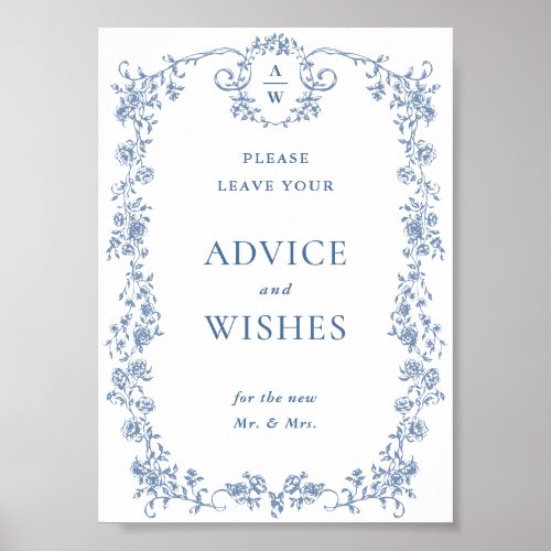 Blue Flower Ornate Victorian Grace Advice & Wishes