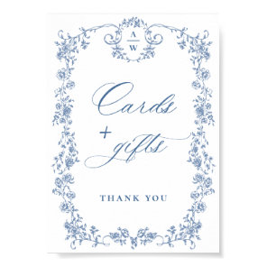 Blue Flower Ornate Victorian Grace Cards and Gifts Poster