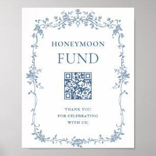 Blue Flower Ornate Victorian Grace Honeymoon Fund Poster
