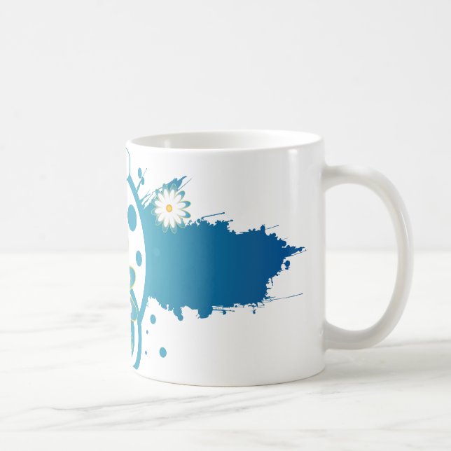 Blue Flower Paint Splash Mug (Right)