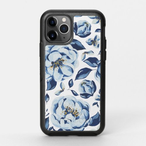 Blue flower painting OtterBox symmetry iPhone 11 pro case
