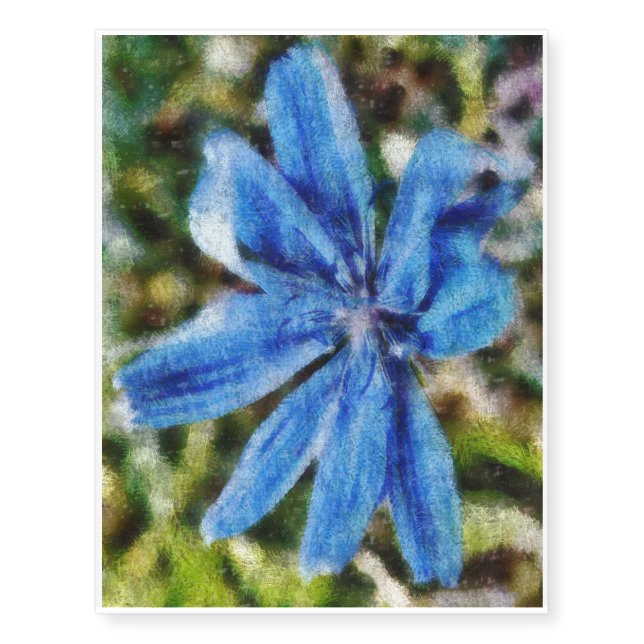 Blue flower painting temporary tattoos (Front)
