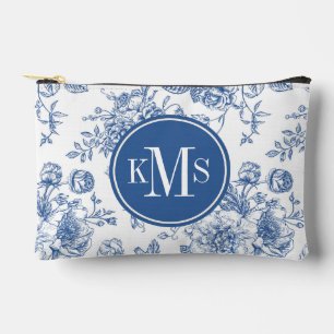 Blue Flower Pattern Accessory Pouch
