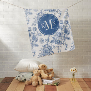 Blue Flower Pattern Baby Blanket