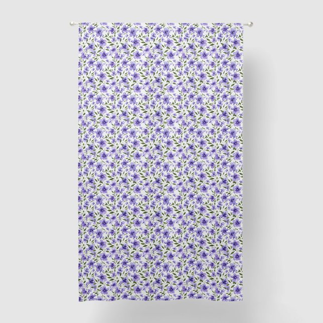 Blue Flower Pattern Blackout Curtains (Front)