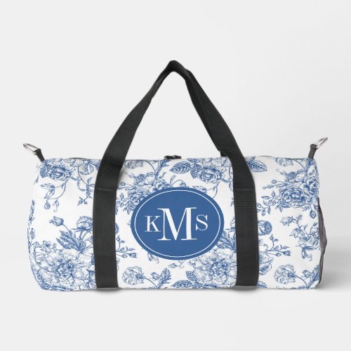 Blue Flower Pattern Duffle Bag