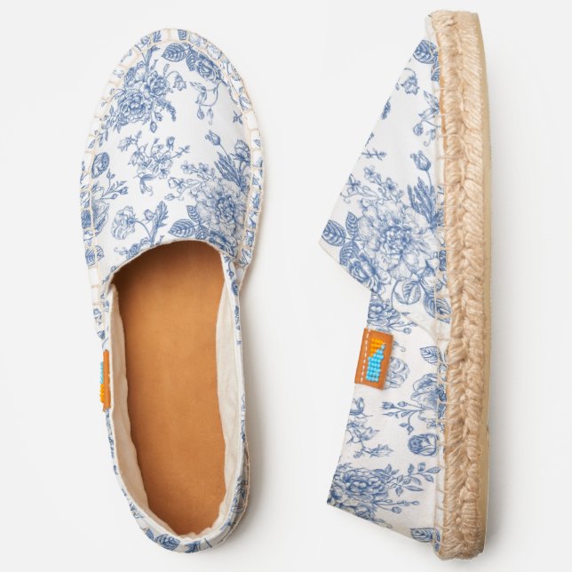 Blue Flower Pattern Espadrilles (Side)