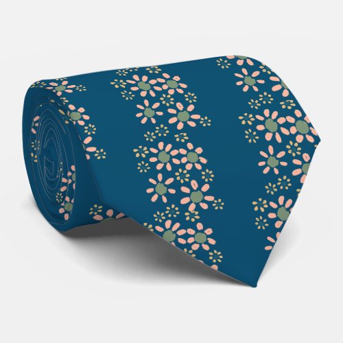 Blue Flower Pattern Floral Neck Tie