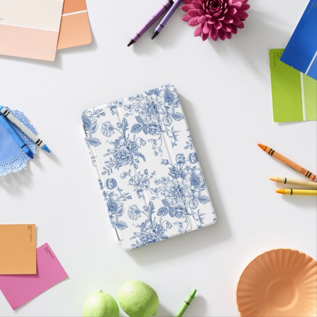 Blue Flower Pattern iPad Mini Cover (In Situ)