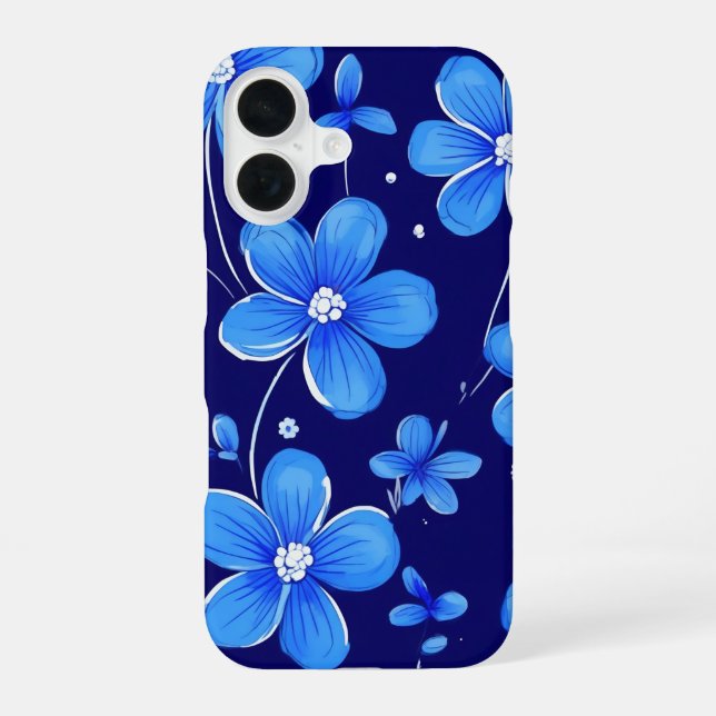 blue flower pattern iphone case (Back)