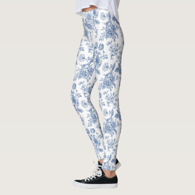 Blue Flower Pattern Leggings (Left)