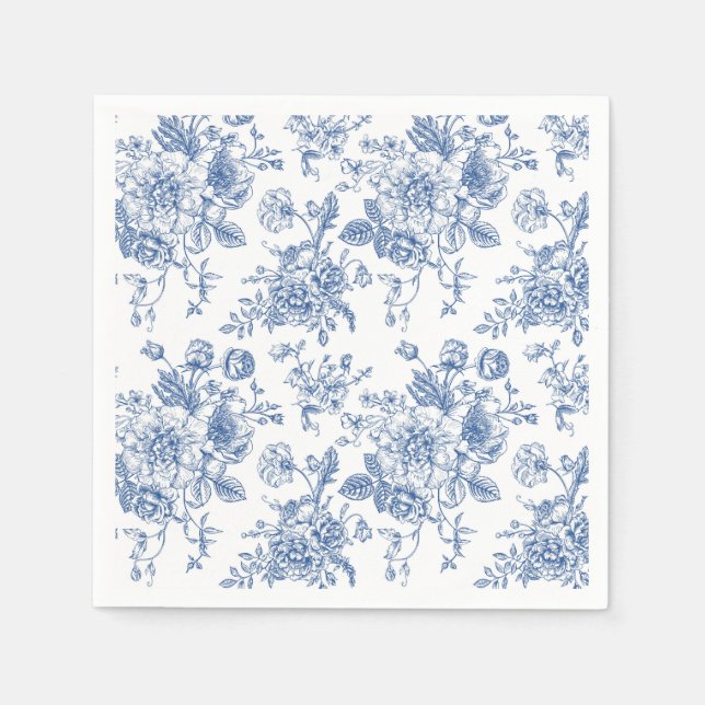 Blue Flower Pattern Napkins (Front)
