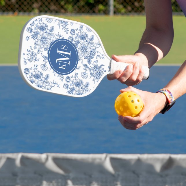 Blue Flower Pattern Pickleball Paddle (Insitu)