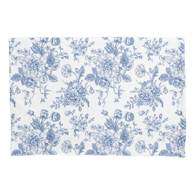 Blue Flower Pattern Pillow Case (Front)