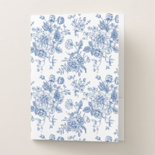Blue Flower Pattern Pocket Folder