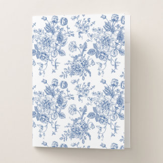 Blue Flower Pattern Pocket Folder