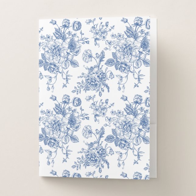 Blue Flower Pattern Pocket Folder (Front)