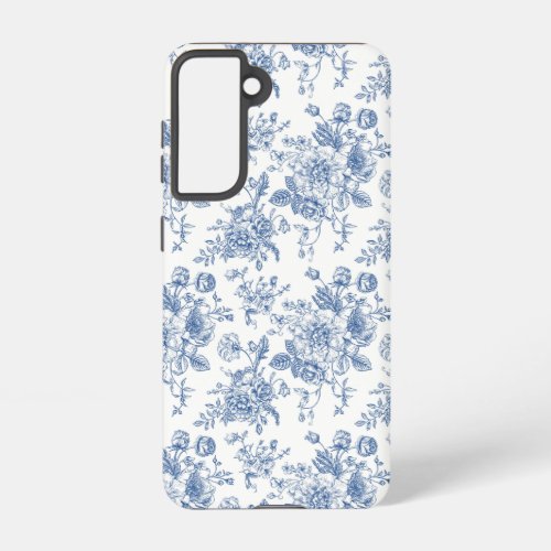 Blue Flower Pattern Samsung Galaxy S21 Case