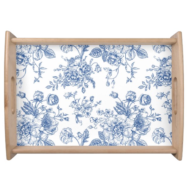 Blue Flower Pattern Serving Tray (Front)