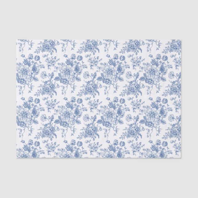 Blue Flower Pattern Tissue Paper (Front)