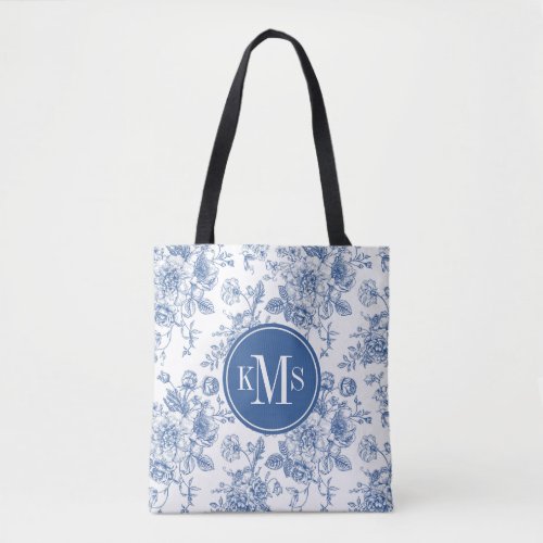 Blue Flower Pattern Tote Bag