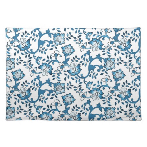 Blue Flower Pattern Vintage Ornament Illustration Cloth Placemat