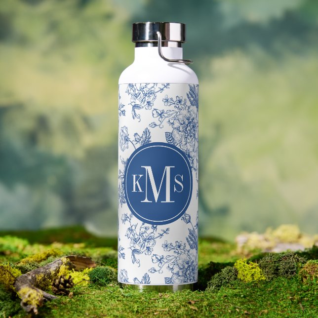 Blue Flower Pattern Water Bottle (Outdoor)