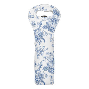 Blue Flower Pattern Wine Bag