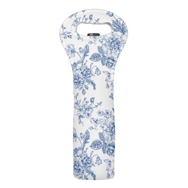 Blue Flower Pattern Wine Bag (Front)